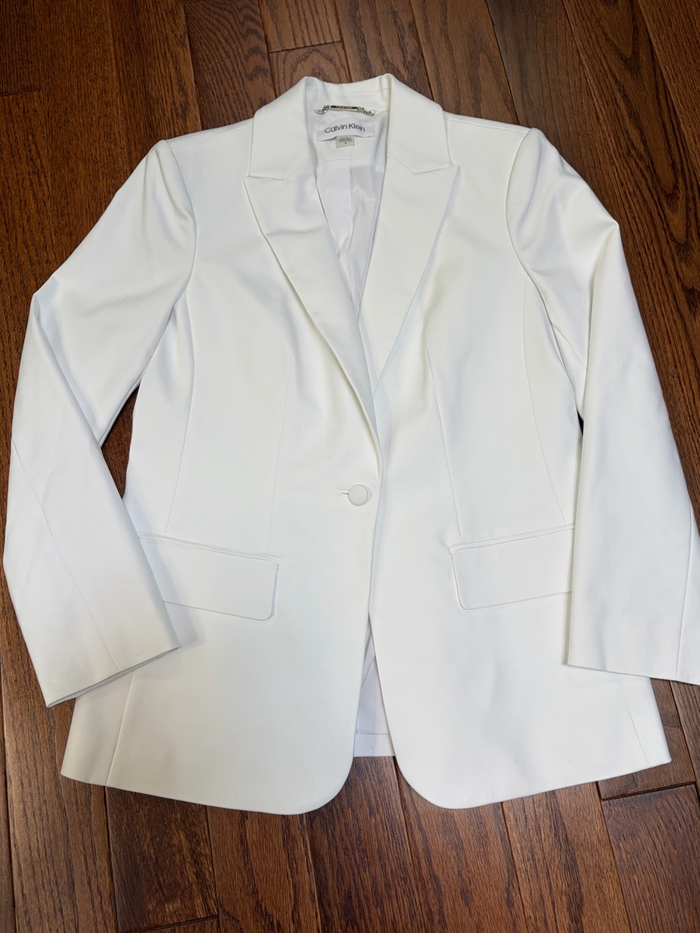 Calvin Klein Women's White Single-Button Blazer Size 4